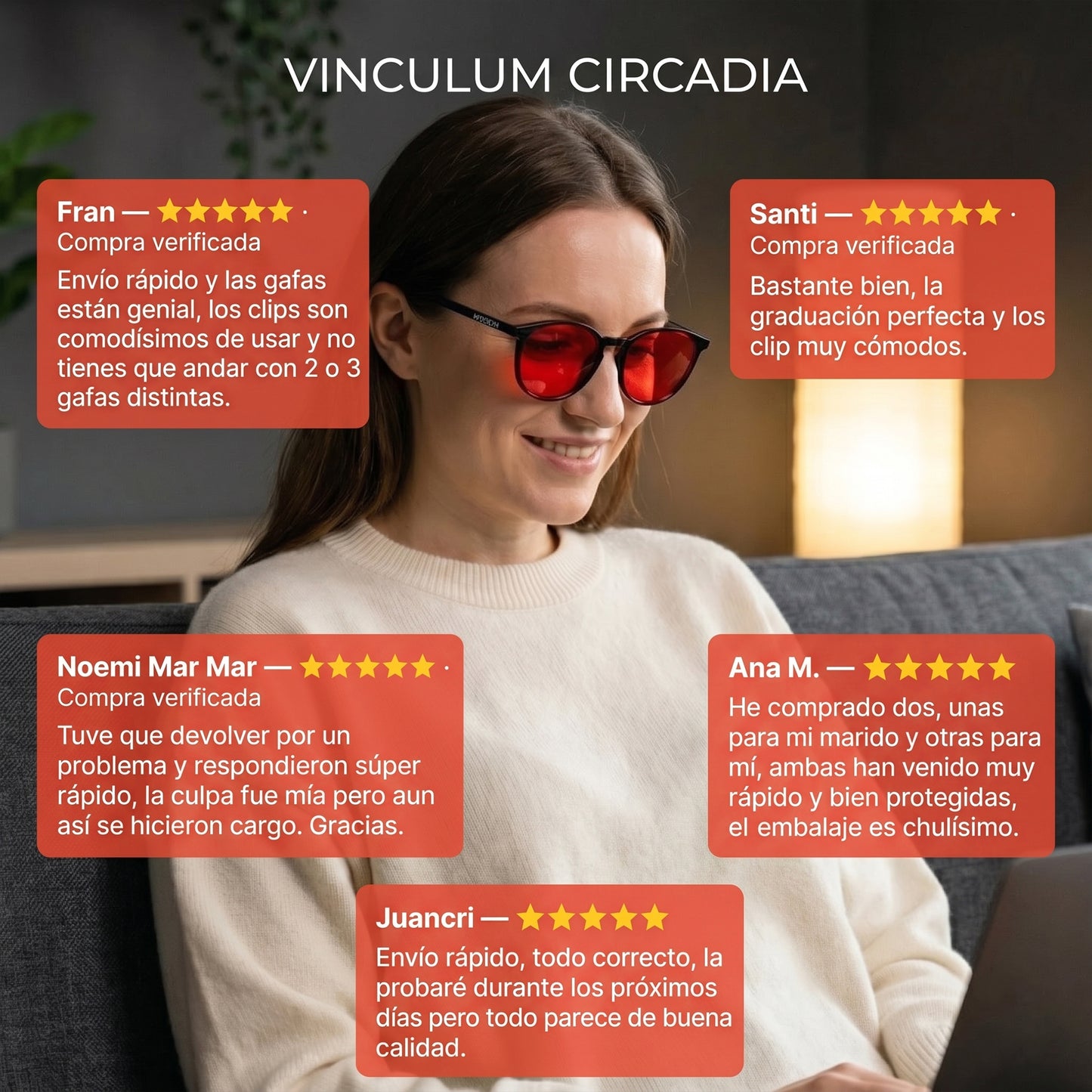 Vinculum CIRCADIA Gafas proteccion luz azul 24h graduable