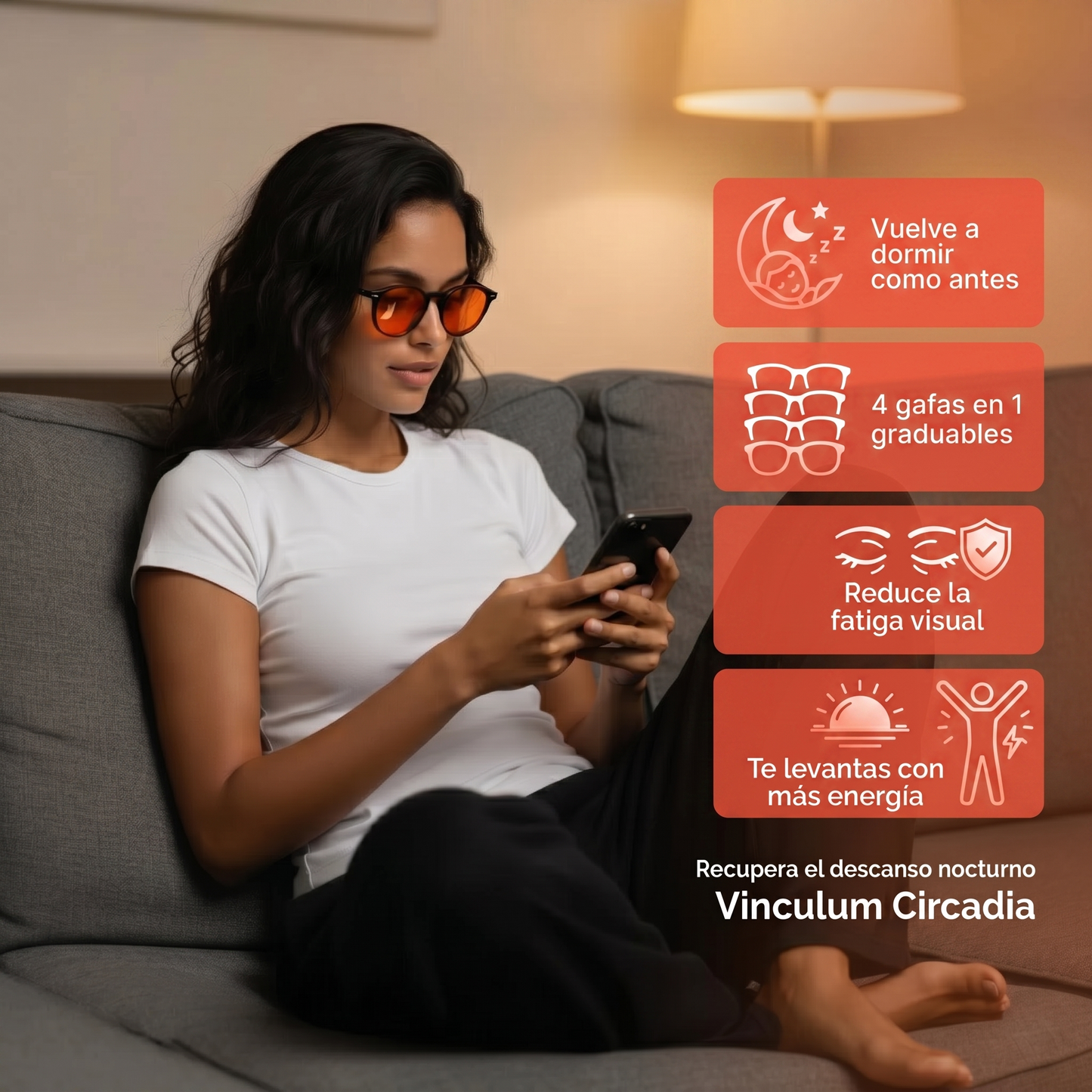 Vinculum CIRCADIA Gafas proteccion luz azul 24h graduable
